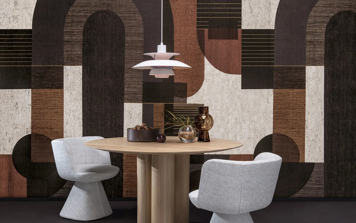 Japandi behang van Arte in de eethoek