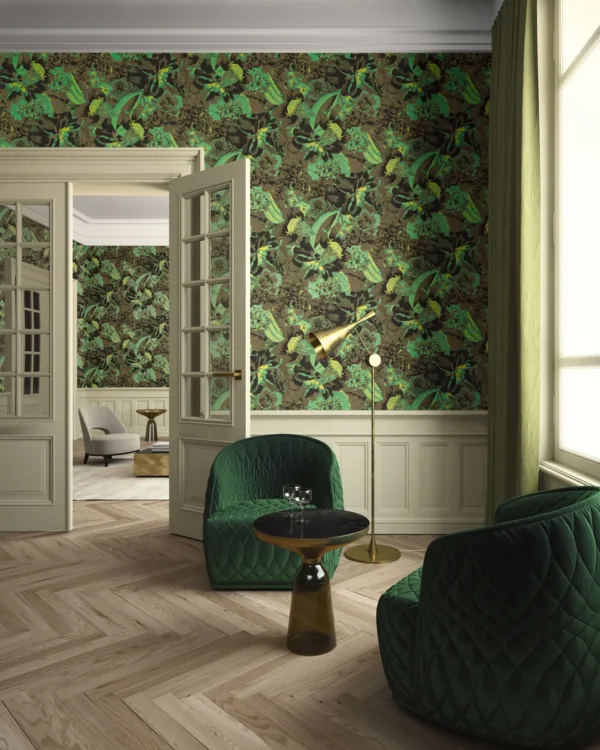 Behang Masureel Havana groen planten woonkamer