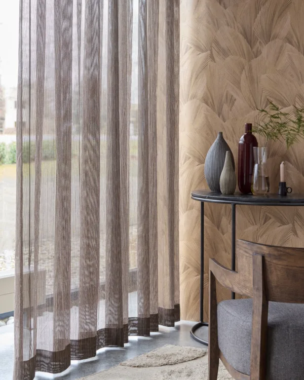 Gordijn vitrage Eijffinger trattino bruin