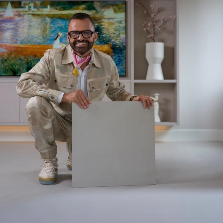 Gietvloer in de kleur Kiezel uitgekozen door Frans Uyterlinde