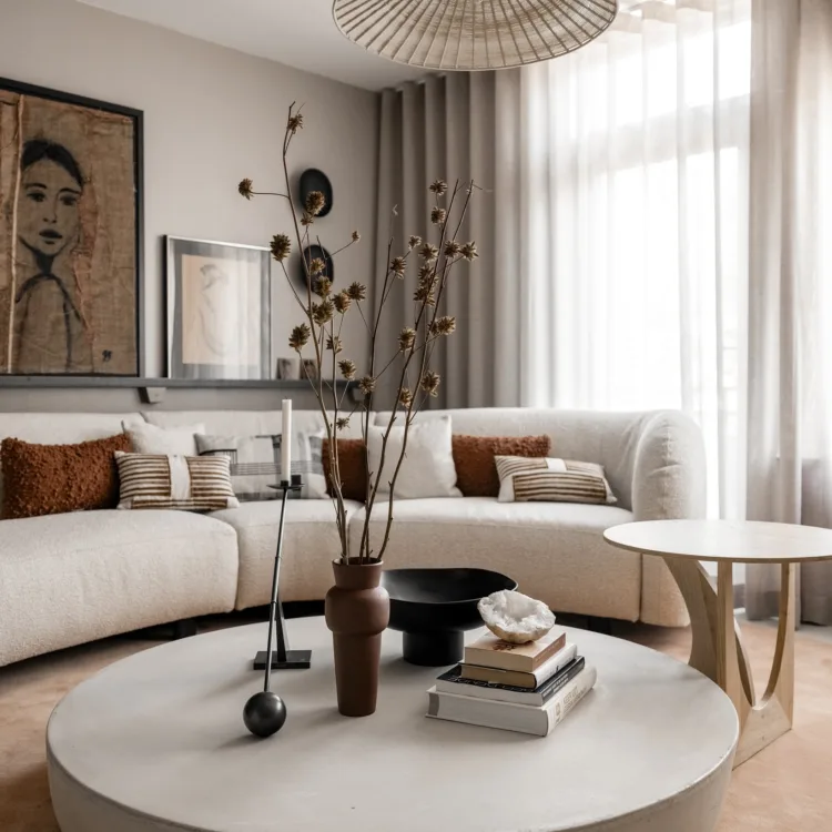 Japandi woonstijl met inbetweens in de woonkamer